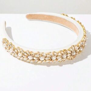 Elegant Gold‎ and White Embellished Headband